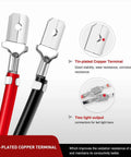Tin-plated copper terminals in red and black for Badass Heavy Duty 2 Pack 16 Awg 10 Ft Wiring Harness Extension Kit for Led Work Light Bars.