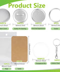 100 Sets Of 58mm Button Maker Supplies For Pins And Keychains, Dope Kit Includes Metal Back Covers, Shells, Films, Keychains