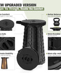 Upgraded XXL Collapsible Stool Portable Folding Chair With Safety Lock, 1000 Lb Capacity, features and parts displayed