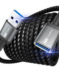 Ultra Long 10FT USB 3.0 Extension Cable Type A Male To Female with nylon braided design, ideal for connecting devices smoothly.