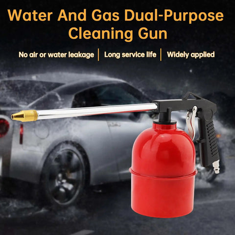 Rugged Pneumatic Cleaning Spray Gun With 6mm Nozzle And 750ml Aluminum Cup showing red reservoir for auto detailing.