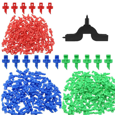 150 Piece Drip Irrigation Emitter Set With Drill Tool Micro Sprinklers 90 180 360 Degree Nozzles For Garden Lawn And Plant Beds