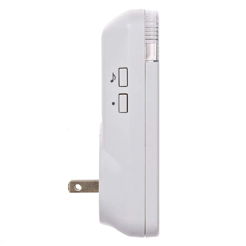 Side view of plug-in receiver from Wireless Doorbell Extender Kit For Hardwired Systems Boost 1000 Foot Range Plug In Flashing Strobe