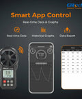 Pro Grade HVAC Anemometer With Bluetooth For Air Flow And Temperature Measurement, Real Time And Average Max Readings In CFM And CMM, Duct Traversing, System Balancing, Fume Hood Verification, with app and phone display