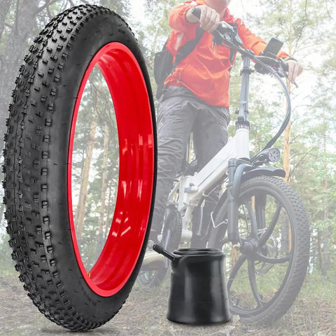 26x4.0 Inch Beefy Fat Bike Tire And Tube For Electric Bikes Foldable Replacement Tire All Terrain Mountain Snow Urban City Street Road Bicycle Anti Puncture Layer Durable Nylon And Rubber Construction, black treaded tire and tube
