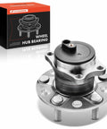 Rear Wheel Bearing Hub Assembly 5-Lug Compatible For Mitsubishi Outlander 2011-2012, Outlander Sport 2011-2012, Lancer 2008-2017 FWD ABS Compatible Rock-Solid Durable Replacement Part shown with box packaging.