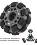 100mm Double Plastic Omnidirectional Wheel For Robotics, 360-Degree Movement With Rubber Rollers For Stability, Rugged Nylon Body With Brass Bearings, Pro Grade Rig Ready For Robot Racing Projects.