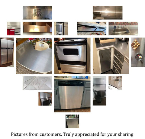 Customer photos of Brushed Nickel Peel And Stick Stainless Steel Contact Paper For Appliances And Cabinets Kitchen DIY Wrap Cover Adhesive Decorative Film 15.8 X 78.8 Inch Removable Waterproof Oil Proof Scratch Resistant No Mess Easy To Install on various surfaces.