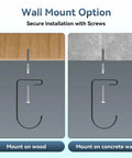 Installation diagram showing 4 Pack Bike Hooks For Garage Ceiling Storage Rack Heavy Duty Steel Hangers Up To 50 Lbs Each for wood and concrete walls.