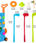 Toddler Golf Club Set With Pull Cart For Little Pros Ages One To Five Includes Super Lightweight Gear and Soft Ball, includes colorful clubs and balls.
