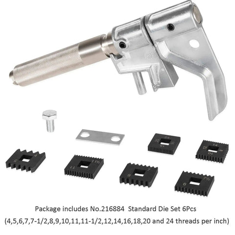 Universal Outside Thread Chaser Repair Tool Kit For Pipes And Tubing From One And A Quarter Inch To Five Inch OD With 216884 Standard Thread Six Dies Set