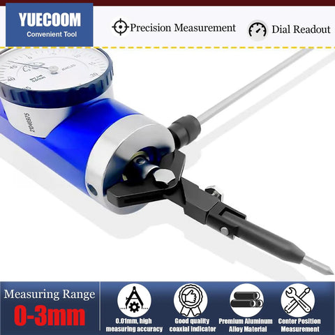 Coaxial Dial Indicator For Milling And Fixture Alignment, Pro Grade Lever Gauge With 0.01mm Precision, 0 To 3mm Range