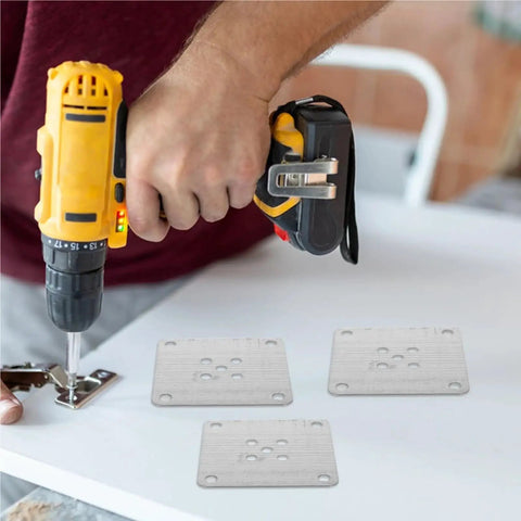 Heavy Duty Furniture Leg Mounting Plates 10 Pack Featuring 12mm Thickness For Sofa Assembly, worker installing plates with drill.