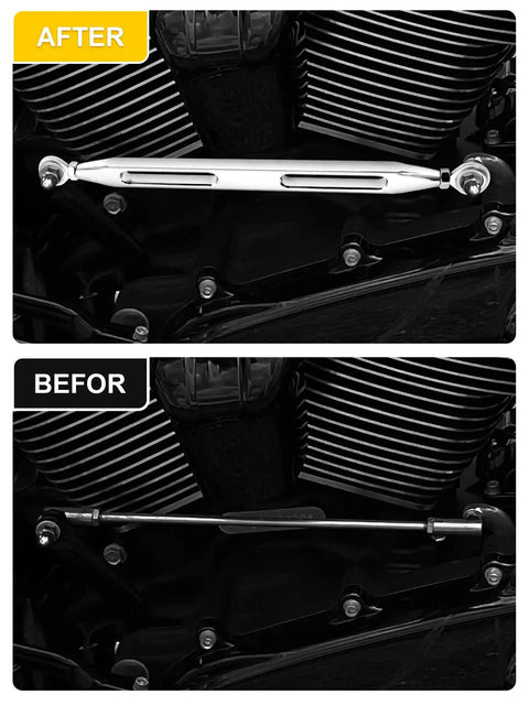 Biker Grade Chrome Shift Linkage Rod For Harley Davidson Touring Bikes 1986 2024 Bolt On Replacement For Smooth Shifts On Softail Dyna Fatboy Street Glide Road Glide Road King Electra Glide, chrome linkage rod installed on Harley V-twin