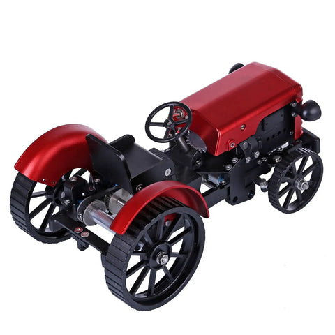Dope Metal DIY Tractor Engine Kit With Suspension And Lights App Remote Control For STEM And Science Demo, red metal tractor model