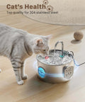 Cat drinking from Stainless Steel Cat Water Fountain For Quiet Hydration And Easy Living, 74oz 2.2L Pet Fountain with filters