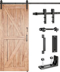 Six Foot Sliding Barn Door Hardware Kit With 265 Lb Capacity Fits Doors Up To 36 Inches Includes accessories shown