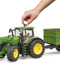 John Deere 7R 350 Scale Tractor With Front Loader And Tandem Tipping Trailer 1 To 16 Diecast Model For Playtime Or Display.
