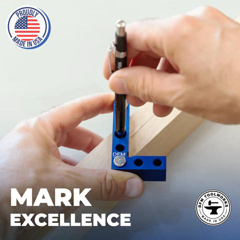 Using Small Square And Center Finder For Woodworking, Mini Square Tool With 11 32 Inch Center Marking Hole on wood piece