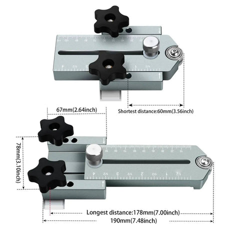 Aluminum Extended Ripping Jig For Table Saws Routers And Band Saws 175 Mm Telescoping Pro Grade Woodworking Guide with measurements