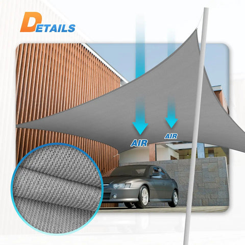 8x8 Foot Rectangle Shade Sail For Outdoor Patio Garden Gazebo Deck UV Blocking Canopy Breathable HDPE Shade Cloth Tear-Resistant With Reinforced Edges And No-Fuss D-Ring Setup Grey over car