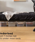 Big Time Seventeen Quart Clear Stackable Storage Bin With Secure Snap Lid For Slick Bedroom Closets Loaded Garages And Wooden Shelving That Gonna Keep Your Setup Tight under bed organizer, 7 inches tall, clear plastic containers storage.