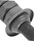 Close-up of the Beefy Heavy Duty Solid Rear Axle Kit for Mountain Bikes with hub ball bearings, sleek grey finish.