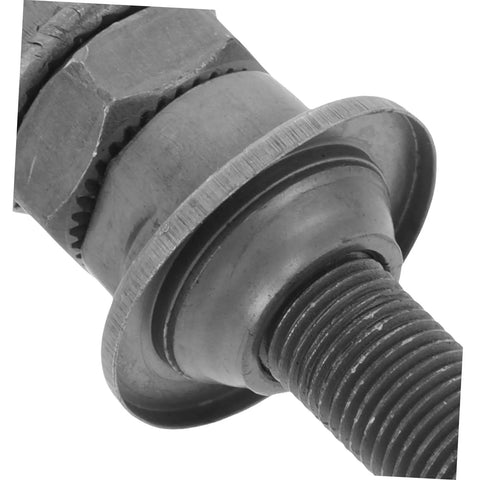 Close-up of the Beefy Heavy Duty Solid Rear Axle Kit for Mountain Bikes with hub ball bearings, sleek grey finish.