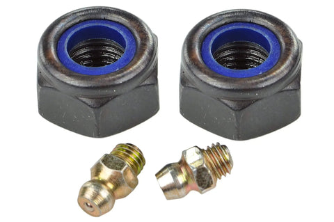 Beefy Heavy Duty Stabilizer Link With Patented Sintered Bearings, nylon nuts and SAE grease fittings for trucks and SUVs.
