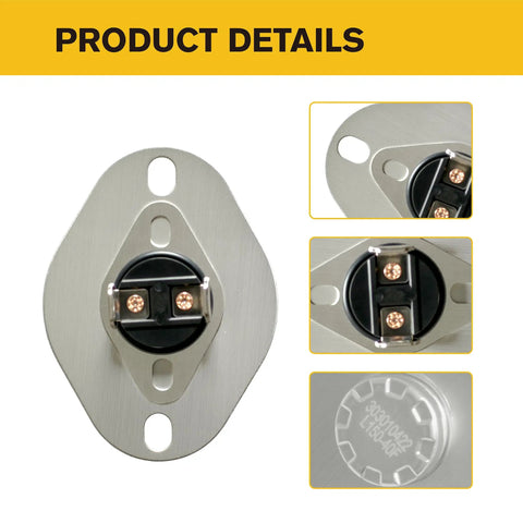 Primary High Limit Switch Replacement for Furnaces With Metal Housing, 150 Degree and 110 Degree, Part 20162904, product details