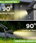 Outdoor Solar Lights Pack Of 4 Waterproof Garden Lights with adjustable panels, wall mounted and ground inserted options shown