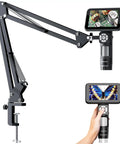 Handheld Digital Microscope With Flexible Boom Arm For Soldering And Electronics, 5 Inch Screen, 1080P Video, 8 LED Illumination