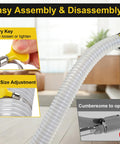 Clear Dust Collection Hose Made Of PVC 2.3 In By 3.9 Ft With Tough Heavy Duty Stainless Steel Wire Reinforcement, rotary key detail
