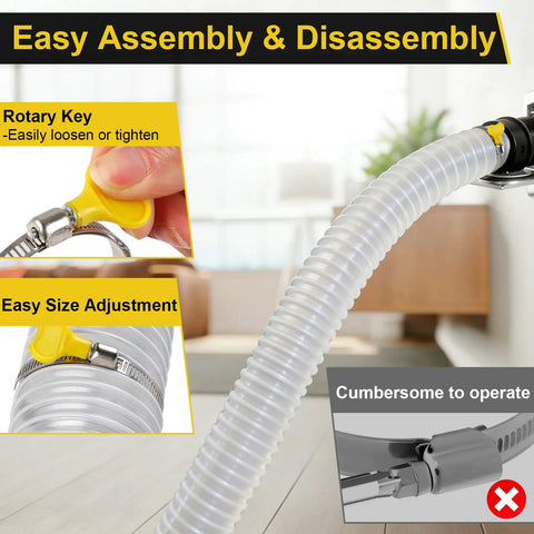 Clear Dust Collection Hose Made Of PVC 2.3 In By 3.9 Ft With Tough Heavy Duty Stainless Steel Wire Reinforcement, rotary key detail
