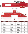 Woodworking ruler with notch design showing measurements, part of Eight Piece 6061 T651 Aluminum Table Setup Blocks For Woodworking.