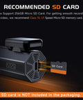 2.5K Front Dash Cam With 1.47 Inch Display, WiFi App Control showing SD card slot for memory expansion