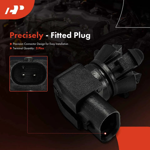 Front angled view of A-Premium ambient air temperature sensor with black plastic housing and 2-pin plug