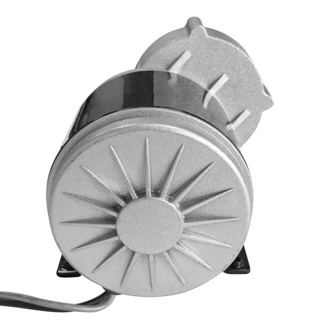 Front view of 24V 350W Geared Electric Motor MY1016Z3 With 9 Tooth Sprocket For E Scooter Beefed Up Torque Street Ready Gear Reduction Drive
