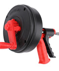 Rock Solid Drain Snake For Clogged Pipes Manganese Steel Cable with ergonomic handle for manual or drill operation.