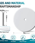 7 Inch Round Cleanout Cover Plate With Large Center Screw, Decorative Blank Access Plate To Hide Plumbing Holes, Sturdy White Build That Looks Fresh And Swaps On With No Sweat, showing stainless steel screw.