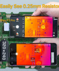 Pro Grade Infrared Thermal Camera For Android Type-C With Magnetic Macro Lens, showing thermal images on circuit board