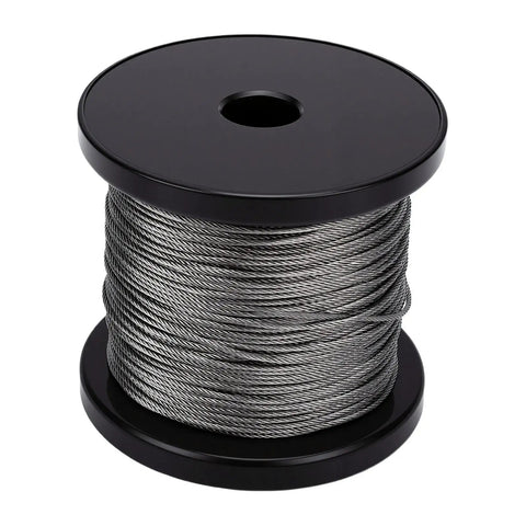 1.5mm 304 Stainless Wire Rope 100m Kit With 100 Aluminum Crimping Sleeves For Outdoor Hanging And Garage Setup Rustproof Aircraft Cable System Great For DIY Projects And Weatherproof Outdoor Installations Pro Grade Easy Install on spool