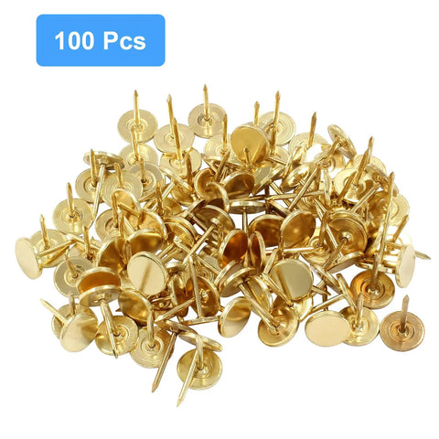 Top Shelf Gold Flat Head Thumb Tacks 100 Pack Kickin Push Pins For Bulletin Boards, solid metal push pins 11x17mm.
