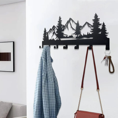 Slick Heavy Duty Metal Key Holder Wall Mounted With Seven Hooks Key Organizer Rack For Entryway Kitchen Hallway And Bedroom Decor Black Finish