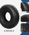 Set Of 2 4.10/3.50-4 Tire And Inner Tube For Wheelbarrows And Hand Trucks, heavy-duty rubber tire with tread pattern