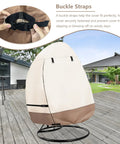 Patio Hanging Egg Chair Cover Waterproof Heavy Duty Outdoor Double Seat Swing Cover With Stand Beige And Brown Fits Up To 66W X 43D X 68H