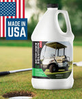 Battery Renew Desulfator Solution For Golf Cart Batteries 64 Oz Refills To Rejuvenate 6V 8V And 12V Lead Acid Cells Extend Battery Life Restore Charging Capacity Safe Non Toxic Formula Made In USA bottle on a golf course