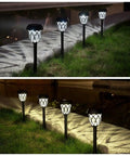 10 Pack Solar Outdoor Lights for garden pathway and walkway driveway sidewalk and yard black with cool white LED landscape lighting