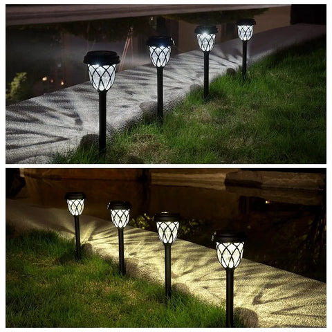 10 Pack Solar Outdoor Lights for garden pathway and walkway driveway sidewalk and yard black with cool white LED landscape lighting
