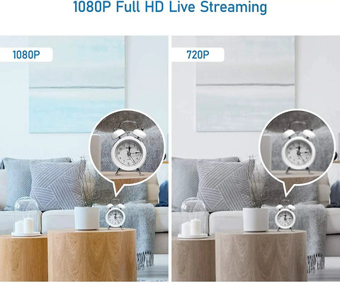Comparison of image quality with Two Pack 1080p HD Indoor Security Cameras for Home Use alongside 720p resolution